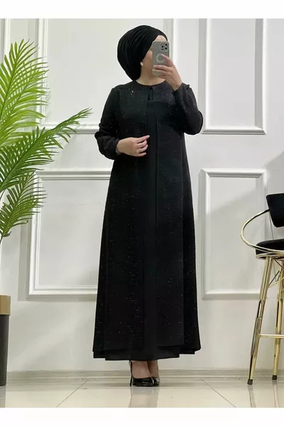   Black Full Stone Abaya