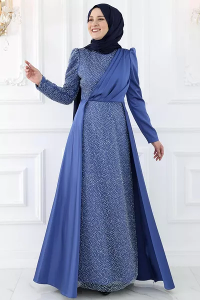 Story Hijab Abendkleid Indigo