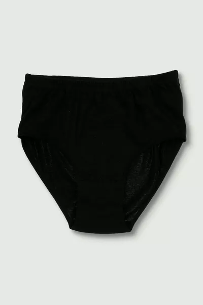 نسائي، مجموعة من 6 سراويل داخلية عالية الخصر من القطن، لون أسود