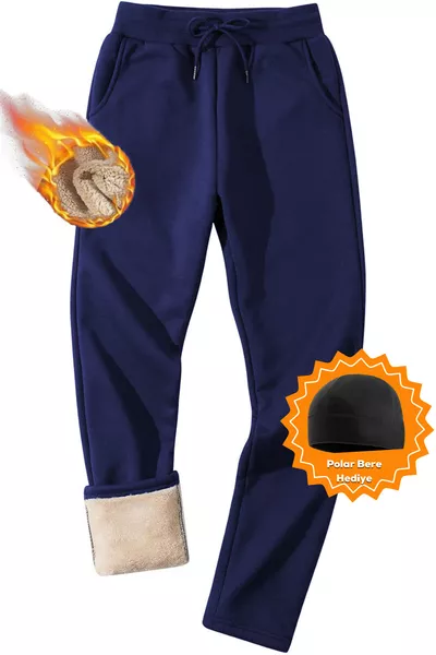 بنطال رياضي رجالي شتوي فائق الحرارة مبطن بشيربا للركض النشط بساق عادية