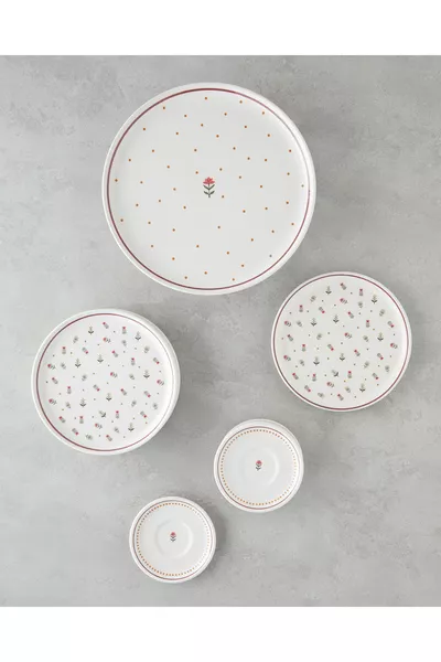 Retro Keramische Taartset -delig voor 6 personen, kleurrijk