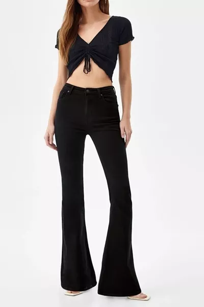 Джинсы Noa Tess Испанские Джинсы Испанский Кот Высокая Талия Не Выцветающие Черные Испанские Джинсы (с лайкрой)