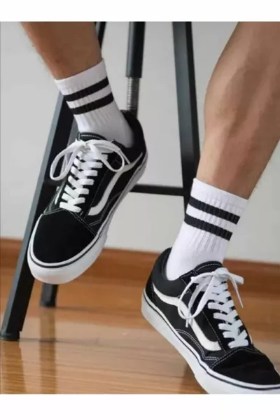 4 Pairs Economic Pack Men Women Unisex Socks Ankle Long Tennis Socks Striped College Socks