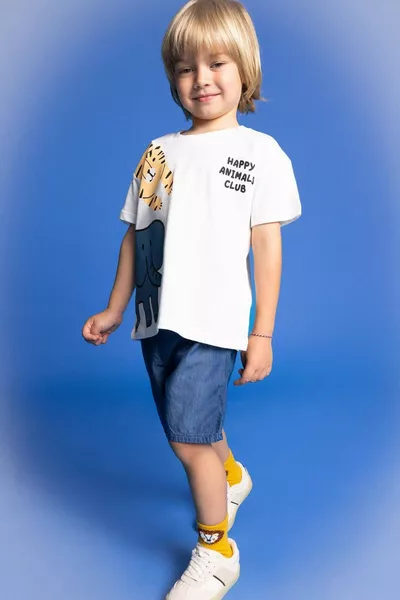 Baby Boy Basic Plain Drawstring Waist Jeans Shorts SM