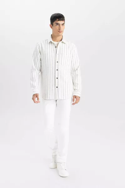 Regular Fit Striped Flannel Long Sleeve Shirt AU