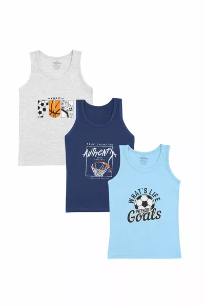 3-Pack Boys' Cotton Athletic Mixed Tank Tops
