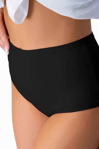 Женские хлопковые трусы, комплект из 5 штук - с высокой посадкой, с лайкрой, большая размерная сетка, черные