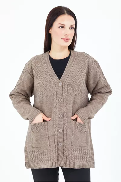 Женский кардиган с V-образным вырезом, пуговицами и карманами, вязанный шерстяной, короткий, для мам