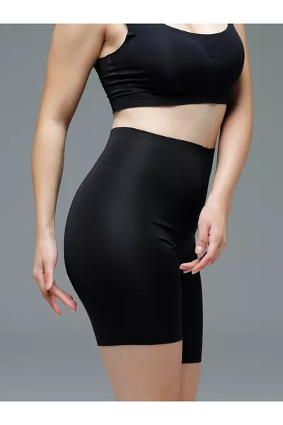 Anoky Model Slimming Stretch Laser-Cut Sports Corset Leggings Shorts Black Color