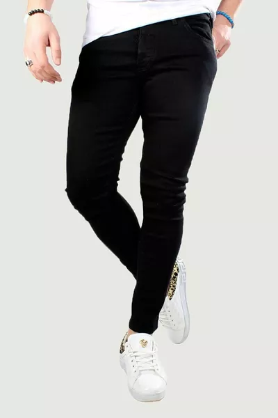 Jeanshose aus Stretch, elastisch, schwarz, Slim Fit, enge Passform