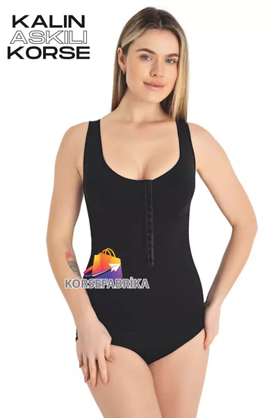 بودي كورسيه مشد مرفع ومخفف الوزن بأكتاف عريضة وأزرار فشار