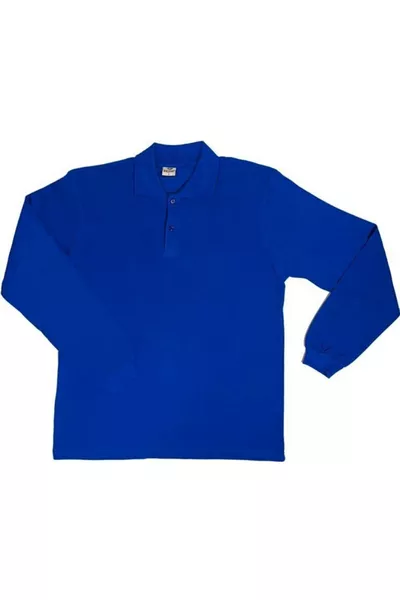 Unisex Baumwoll-Polo-Shirt mit langen Ärmeln, blau, Kinder/Erwachsene
