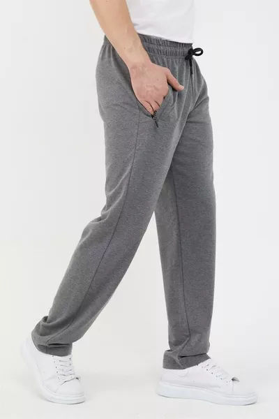 Anthracite Men's Straight-Leg Sweatpants with Pocket Zipper Detail, Comfortable Fit, Premium Fabric