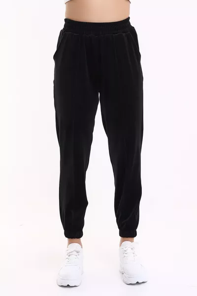 Долнище за спортен анцуг Joger Yumoş кадифе / Черно