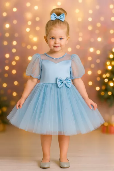 Girls' Party Dress Tulle Satin with Pearls for Wedding and Birthday