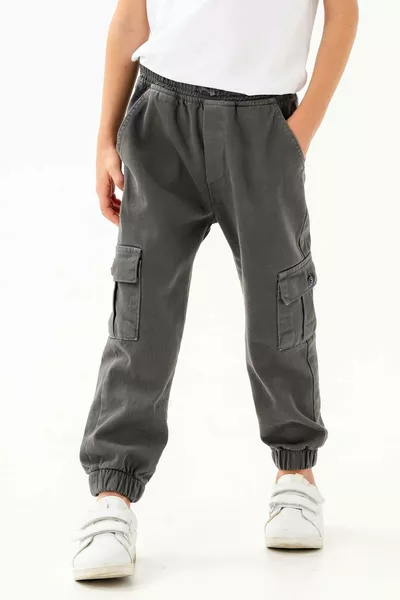 Lastikli Bel ve Paça Kargo Cepli Jogger Erkek Çocuk Pantolon