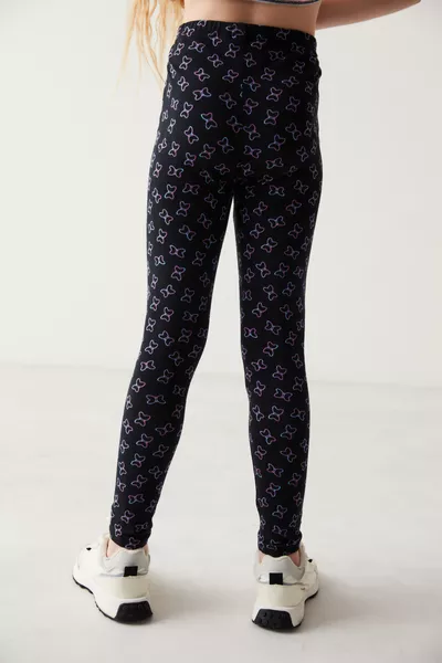 Mädchenleggings mit Schmetterlingsmuster und Glitzer