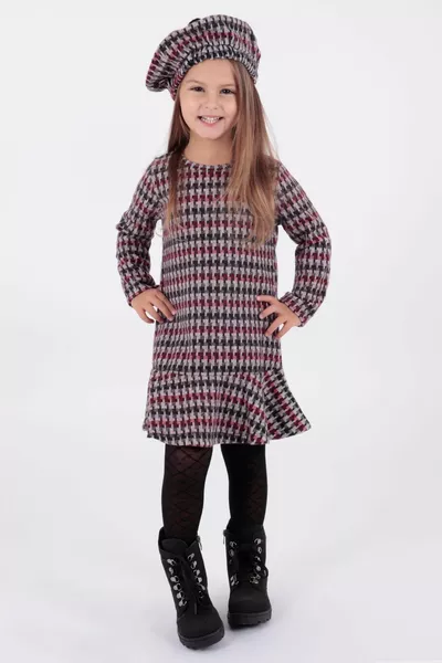 Kids Girls Dress with Hat and Ruffles Trend 