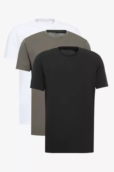 Комплект от 3 основни тениски с тънка кройка и обикновено деколте