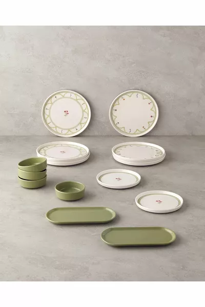 Fiesta Seramik Kahvaltı Takımı  Parça 6 Kişilik Yeşil