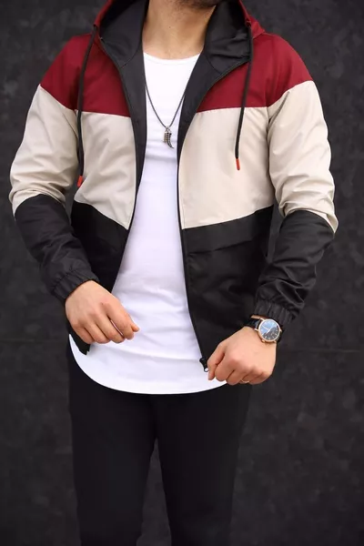 Impermeabile da uomo Bordeaux resistente al vento e all'acqua