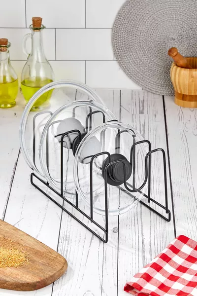 Pan en deksel organizer zwart s -