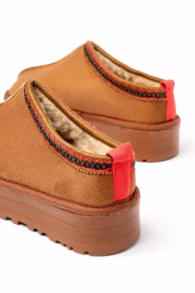 من جلد الغزال الفراء الشتاء اصبع القدم النساء عارضة النعال