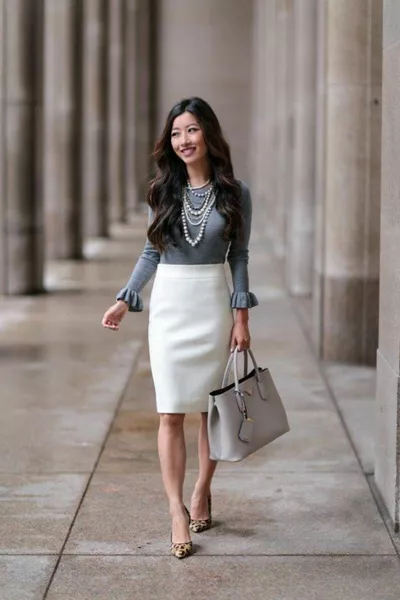 Office Chic Scuba Fabric Pencil Skirt