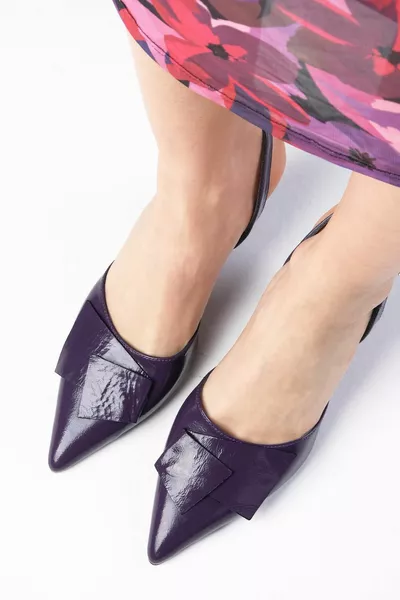 Josephine Damen-Heels aus echtem Lackleder Lila mit offenem Rücken