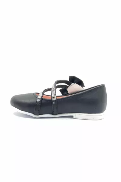 İremsu Stone Ribbon Velcro Girls' Ballet Flats BLACK