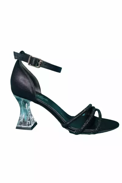 صنادل مسائية بكعب شفاف من الحجر الأنيق 7 سم