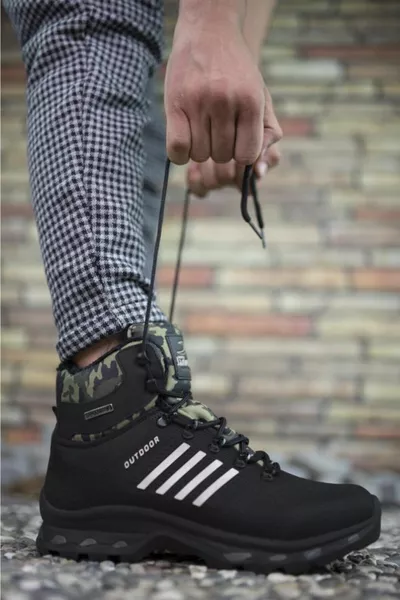  أحذية رجالية كاجوال سوداء كاكي