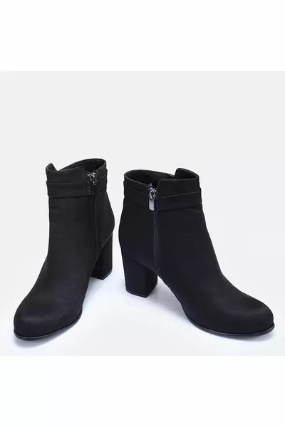 БОЛЬШИЕ РАЗМЕРЫ ЖЕНСКИЕ САПОГИ НА КАБЛУКЕ -ЧЕРНАЯ ЗАМША