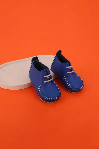 Vera Pelle Primo Passo Mano Sella Stivaletti Scarpe Per Bambini