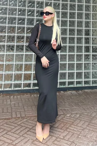 Abito a maniche lunghe da pescatore base base nero 