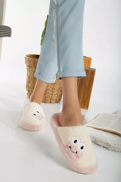 Women's Frog Figure Silent Sole Front Closed Plush Winter Women's House Slippers Home Women's Plush