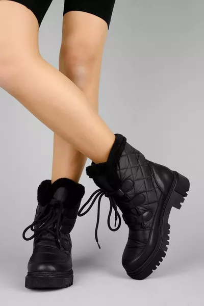 ساشا حذاء ثلجي مقاوم للماء للسيدات - أسود