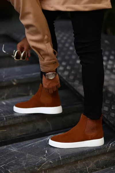 - تان سويدي إيفا سول أحذية تشيلسي للرجال