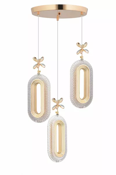 ثريا LED مودرن ثلاثية الألوان بالريموت كنترول من نوع Led Alfa الذهبي