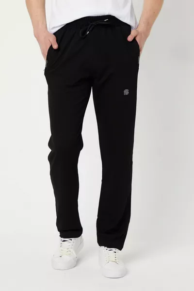 سروال رياضي رجالي طقم مكون من قطعتين، خصر مطاطي، جيوب خلفية، بسحاب، قماش كومباك ناعم