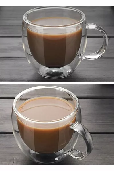 Двойная стеклянная кружка с двойной стенкой  мл для дома и офиса, термоупорная стеклянная кружка с ручкой
