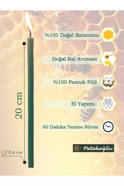 ( قطعة شمع أخضر) شمعة من شمع العسل، شمعة أمنية، شمع طبيعي على شكل خلية نحل، نحيفة وطويلة، للحفلات، الخطوبة، الزفاف، الطقوس، وعيد الميلاد
