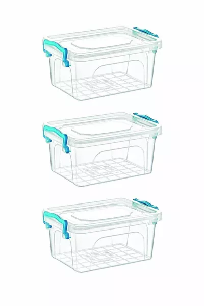 Nfm Home Plastic Bewaarcontainer met Sluitdeksel Bewaren en Beschermen Voedselcontainer  L 3 Stuks