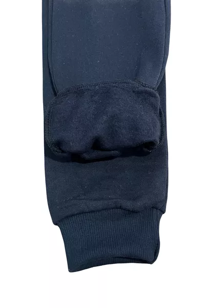 Pantaloni della tuta in cotone invernali per bambini, con tasche doppie, blu scuro