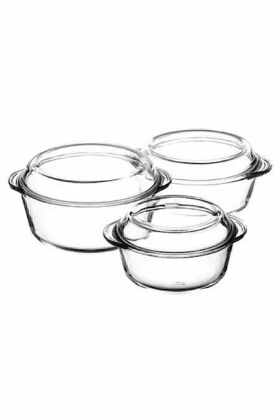 Набор из 3 круглых кастрюль Borcam с стеклянными крышками oa oa oa