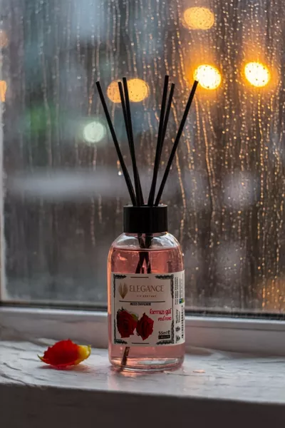 Special Price - Red Rose Reed Diffuser with Bamboo Sticks Room Fragrance ( ML)