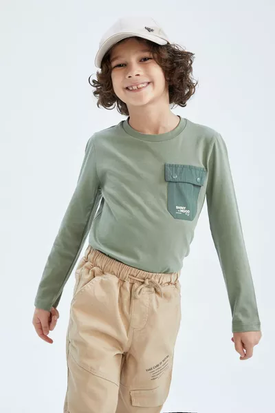 Erkek Çocuk Bisiklet Yaka Uzun Kollu Tişört