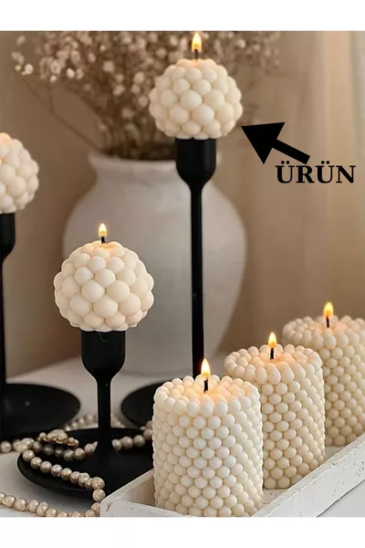 Set van 3 Decoratieve Vanillegeurige Bolkaarsen (MAAT: CM)