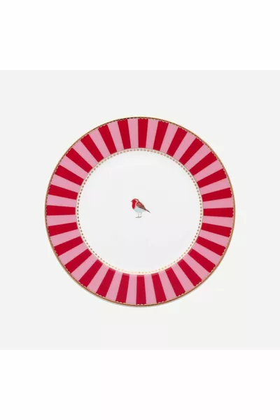 Love Birds Red Pink Porcelain Cake Plate  Cm