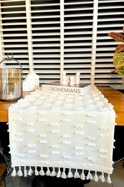 Quadratischer gewebter Läufer mit Fransen  cm